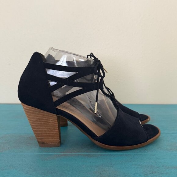 Paul Green Navy Blue Suede Lace-Up Heeled Sandals Sz 7 - Picture 1 of 11